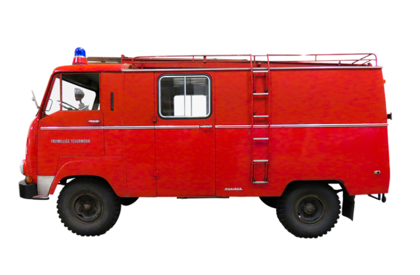 Isolated Free Red Fire Truck PNG Image