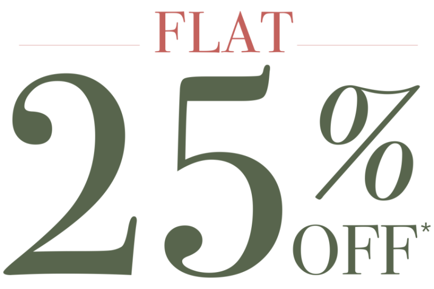 Text of Flat 25% Discount Percent PNG On White Background