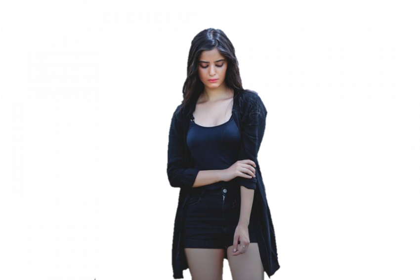 Beautiful girl in hot dress black colour free png
