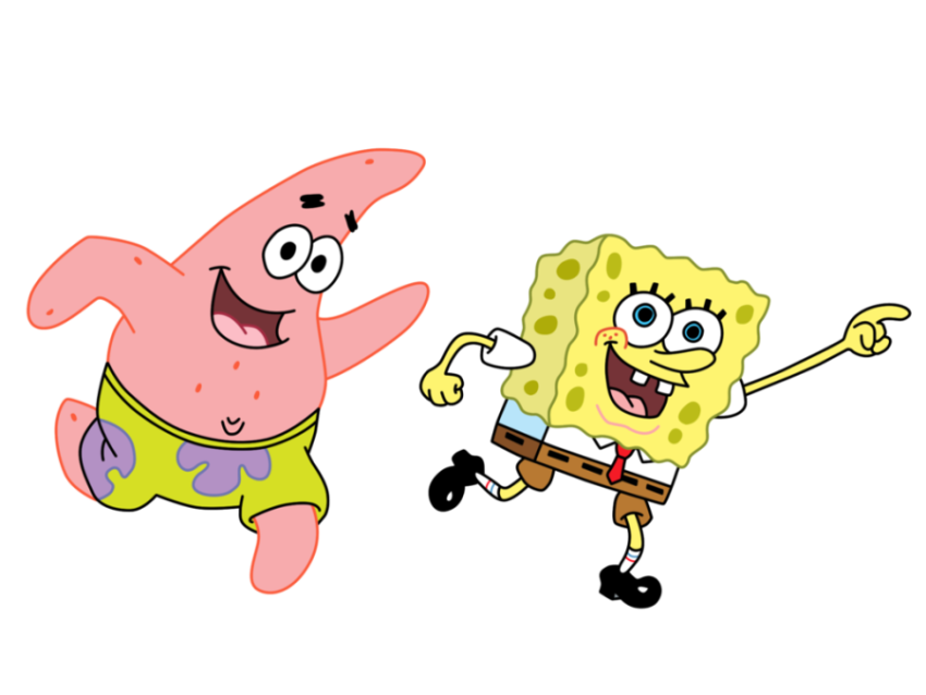 Dancing Spongebob with Friend PNG Free Photo