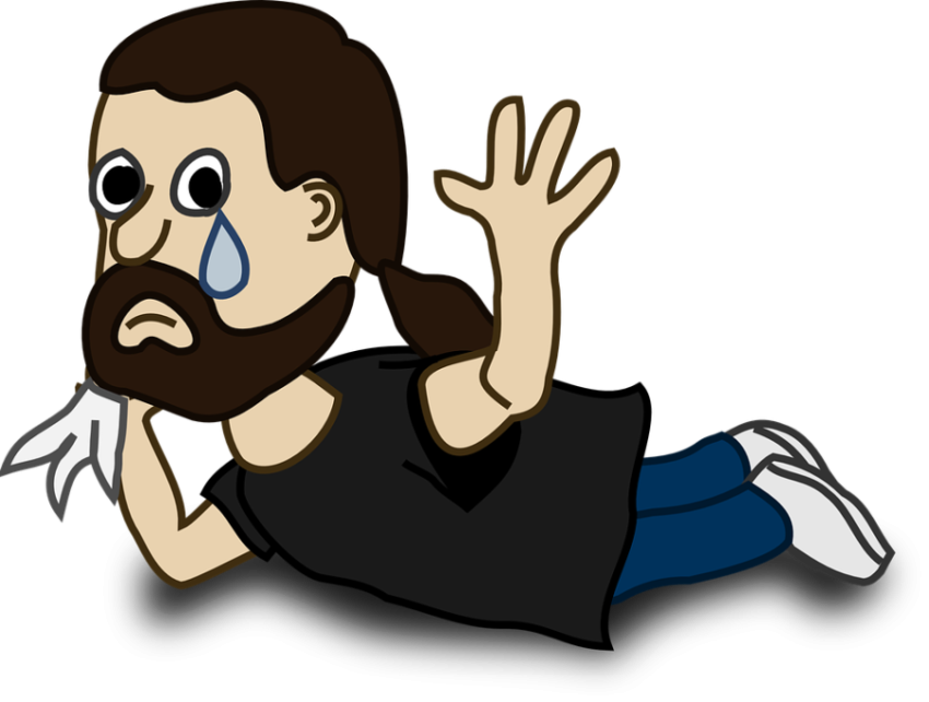 Cry man on Goodbye PNG Cartoon