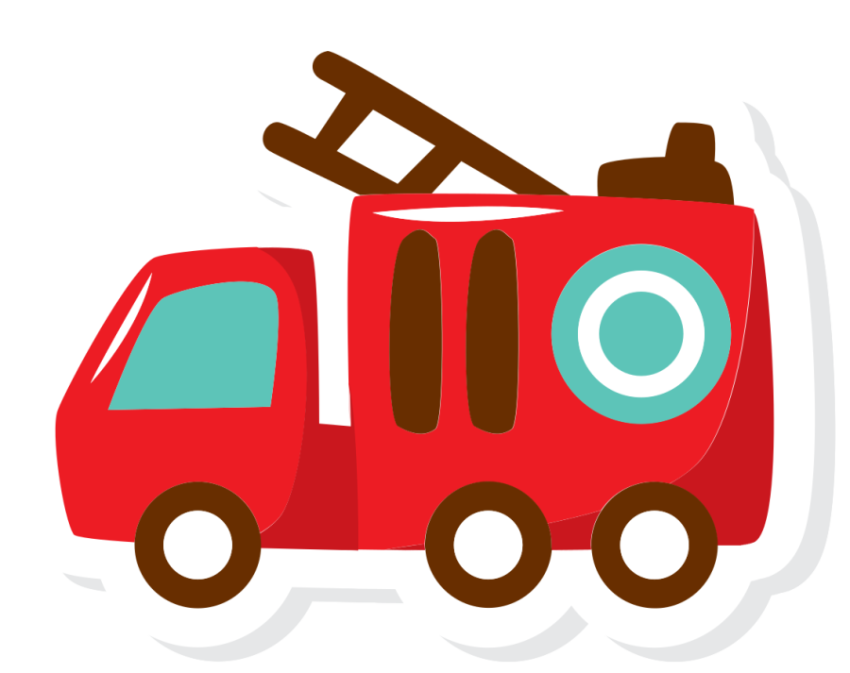 Cute Fire Truck PNG Sticker Free Download