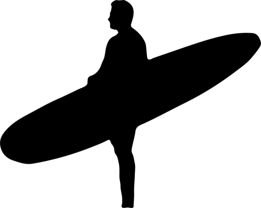 Black Silhouette Surfing PNG Logo Free Download