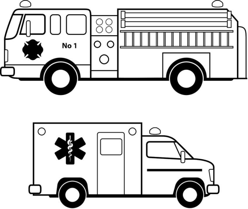 Fire Truck PNG White Art Free Download