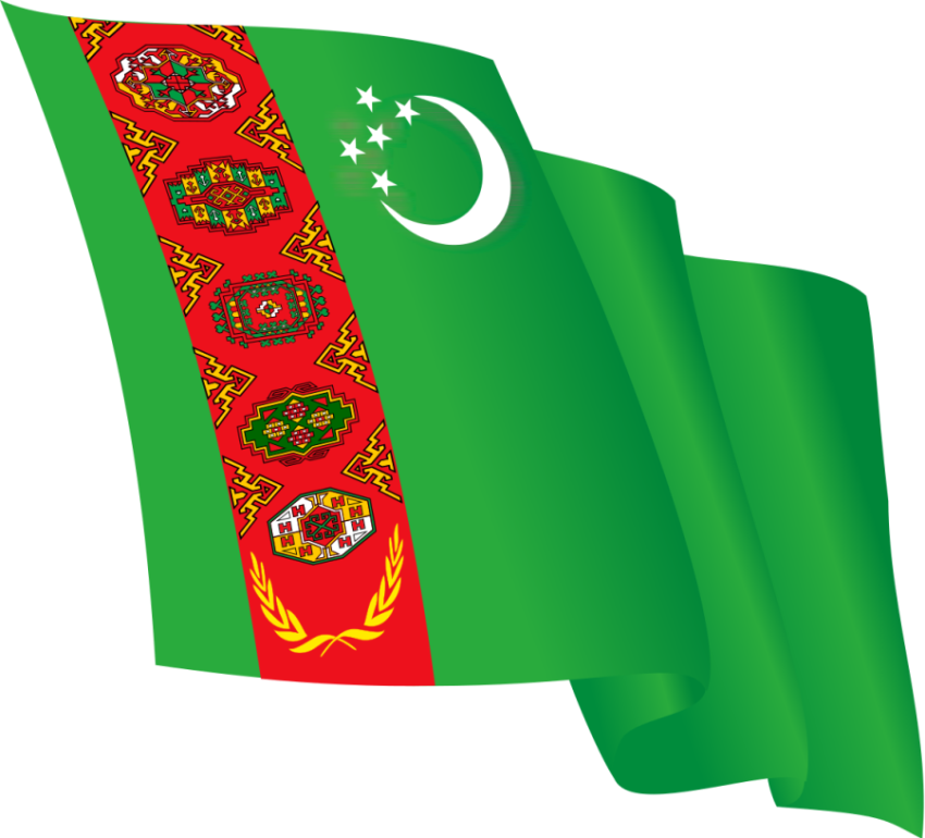 Official waving Turkmenistan Flag PNG Image Free Download