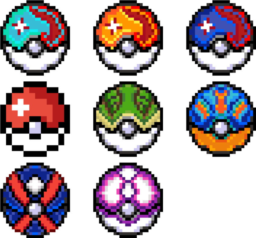Pokeball PNG Free background with Pixels