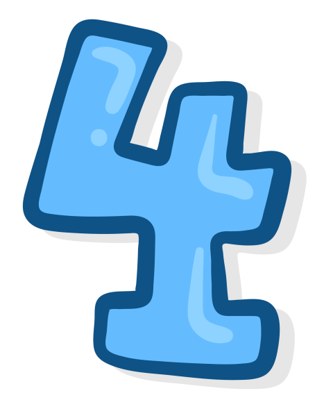 Cartoon 4 Number PNG Art Image
