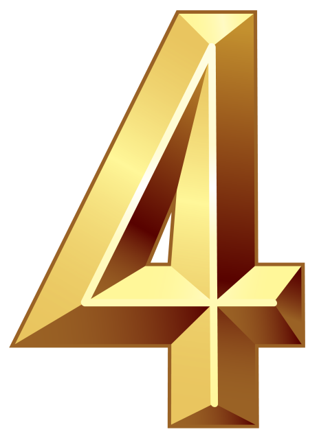 Goldern 4 Number PNG Template Image