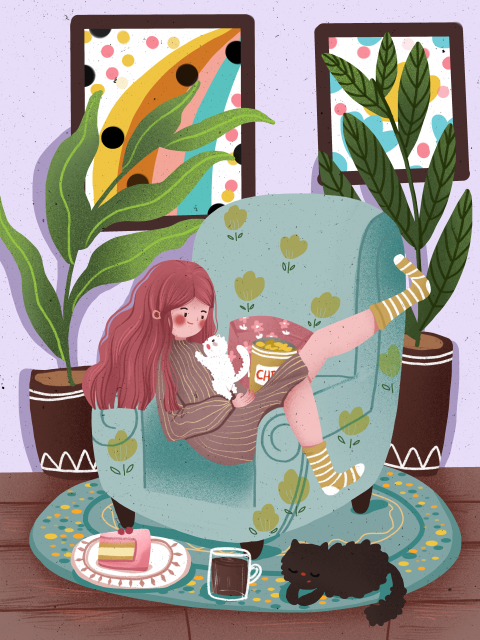 Fat house happy life girl PNG Free Download
