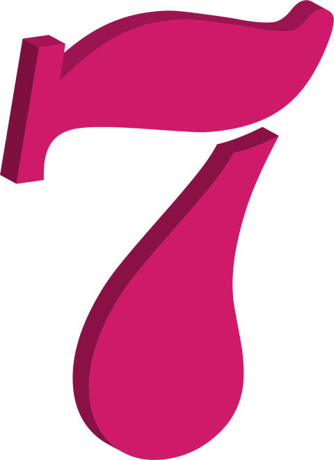 Calligraphy Pink 7 Number PNG Image