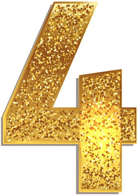 Golden Shining 4 Number PNG Free Image Download