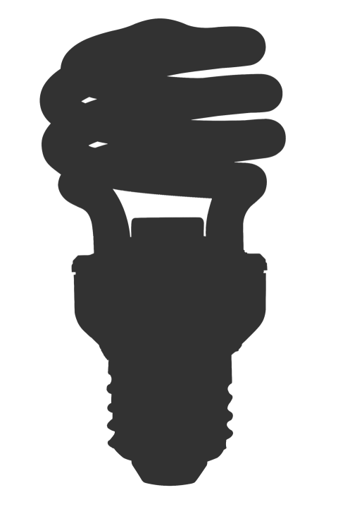 Isolated Black Cfl  Bulb PNG Transparent Image