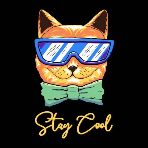 Cool cat slogan and face PNG Download