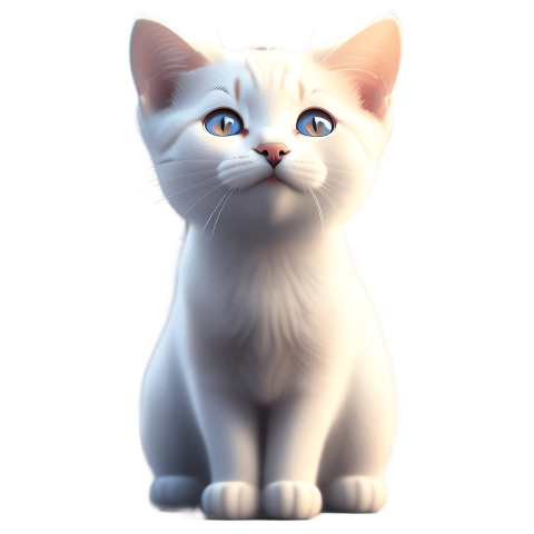 White cat ai artwork PNG Image