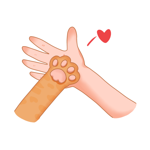 Hand painted cat paw and human Download Free PNG