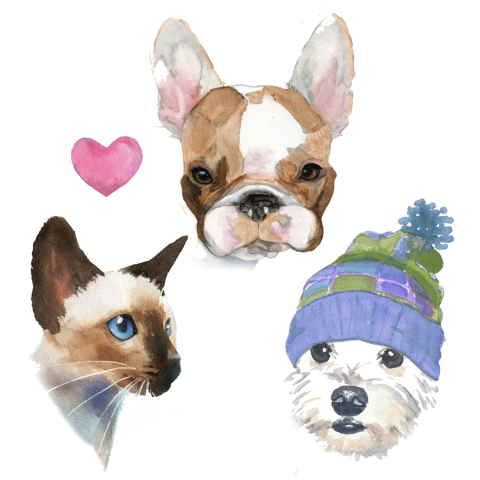 Watercolor hand drawn cartoon dog PNG Free