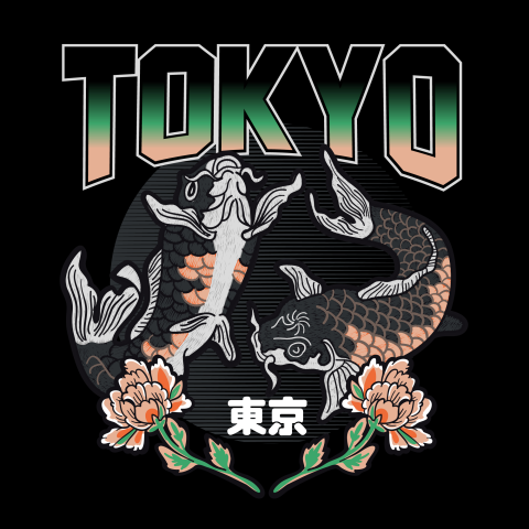Hand drawn japan koi fish PNG Download
