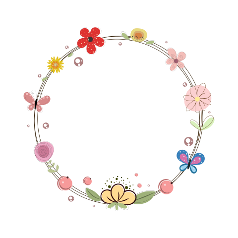 Floral frame decorate with butterflies PNG Free Download
