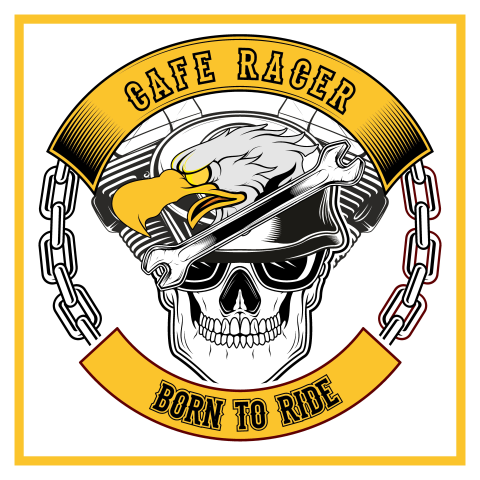Cafe racer eagle and skull PNG Free Download