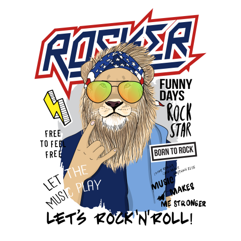 Hand drawn cool lion free Download PNG