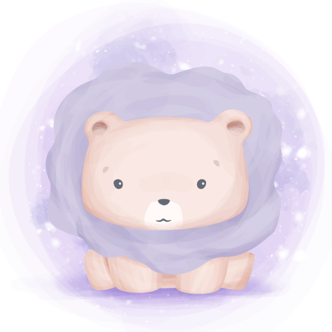 Adorable little lion cute animal PNG Free Download