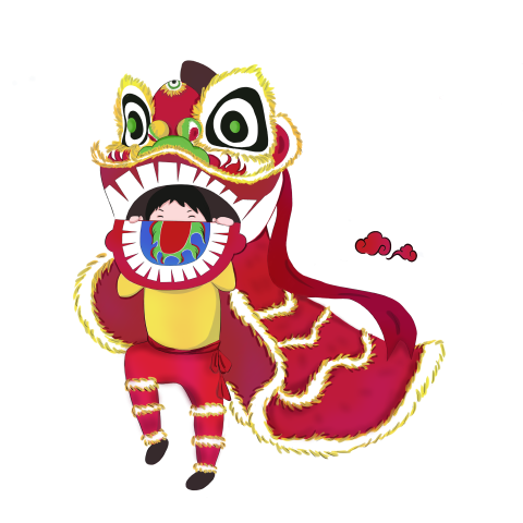 Lion dance blessed festive pig PNG Free Download