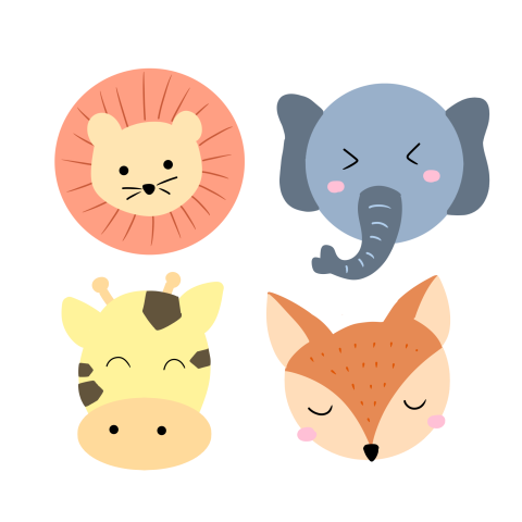 Zoo animals kawaii giraffe lion PNG free Download