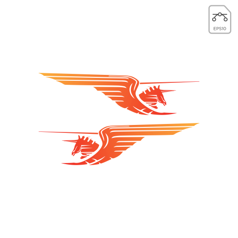 Horse pegasus logo design inspiration vector icon isolated