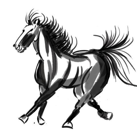 Chinese painting ink flying horse PNG Free Download
