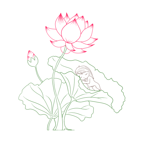 Isolated Lotus PNG ART Work With Hand