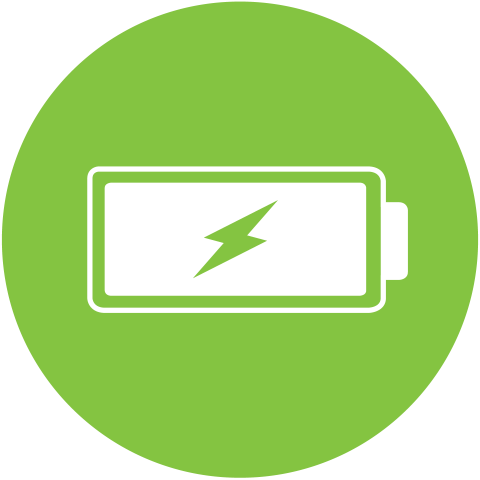 White Battery in Neon Green Circle PNG Download