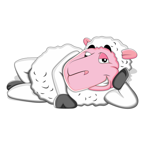 White Free Vector Cartoon Sheep , HD Stock , Tired Sheep with Laydown  , PNG Images with Transparent Background