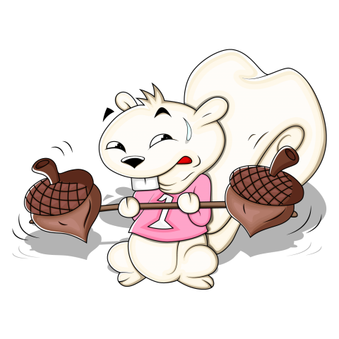 Cute White Squirrel Cartoon Vector Art Stock Exercise Character Image with Transparent Free Download