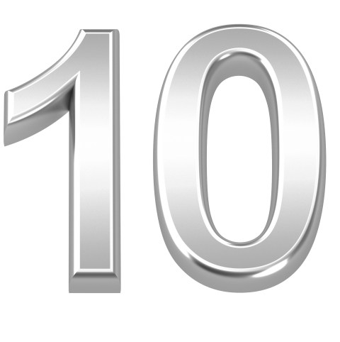 Silver Isolated 10 Number PNG Image