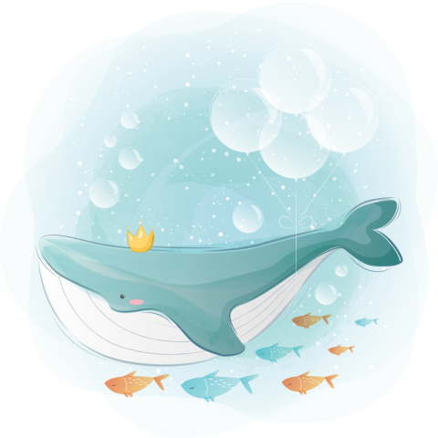 Cute whale swimming with small PNG Free Download