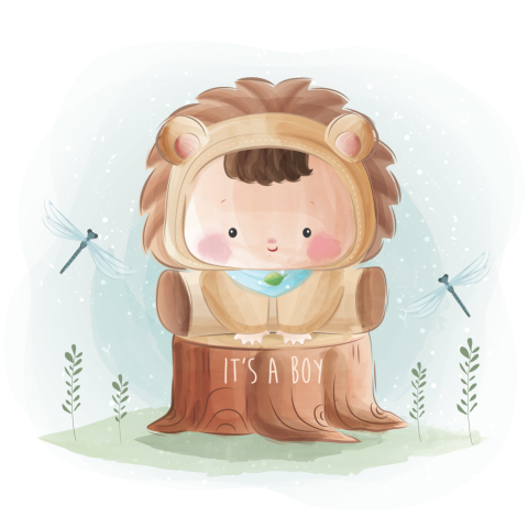 Cute baby boy in lion PNG free Download
